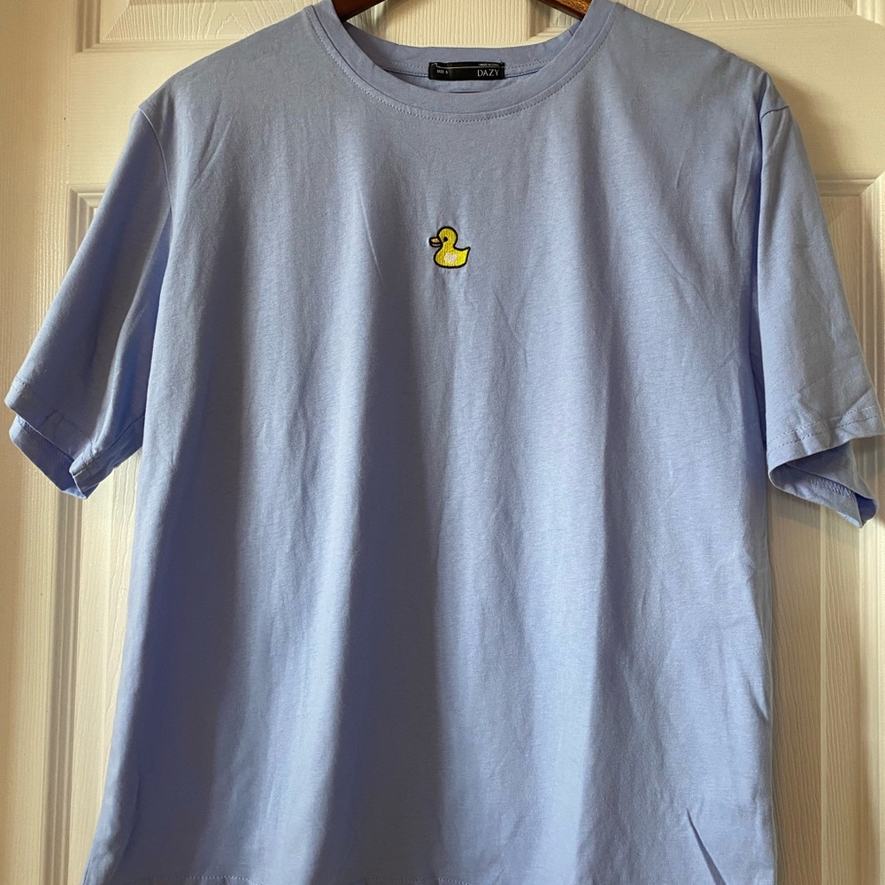 Light Blue T-Shirt with Duck Embroidery